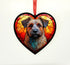 Border Terrier Stained Glass Effect Heart Suncatcher